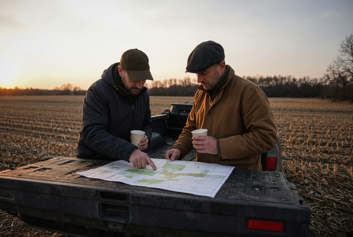 Crop consultants reviewing a field map