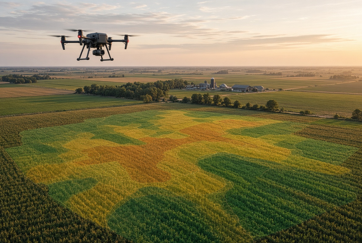 Drone over zoned Illinois field